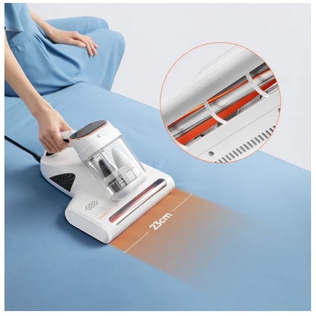 Aspirator multifunctional cu lampa UV UWANT, M300, elimina acarienii, plosnitele si parul animalelor, curata si dezinfecteaza, ideal pentru covoare, canapele, textile, rezervor 0.3 litri, functie aer cald 55°C, sistem multifiltre, putere 13Kpa, alb