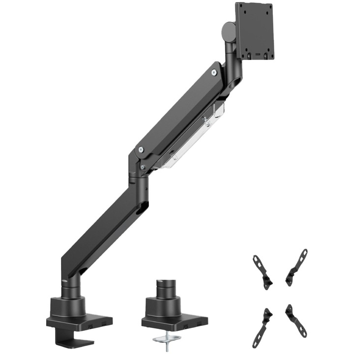 Suport monitor Serioux MM80-C012, compatibilitate dimensiune ecran 17 inch - 57 inch , greutate maxima suportata: (per ecran): 2 - 27 kg, VESA: 75x75, 100x100, 100x200, 200x100, 200x200, inclinare: +60 grade la -20 grade, Negru