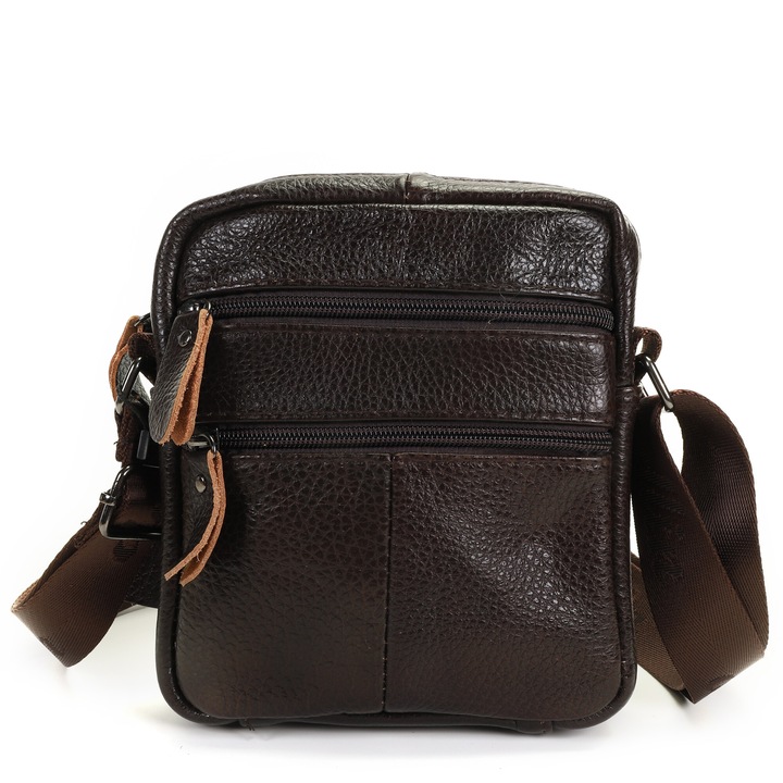 Borseta piele barbati cafea de umar