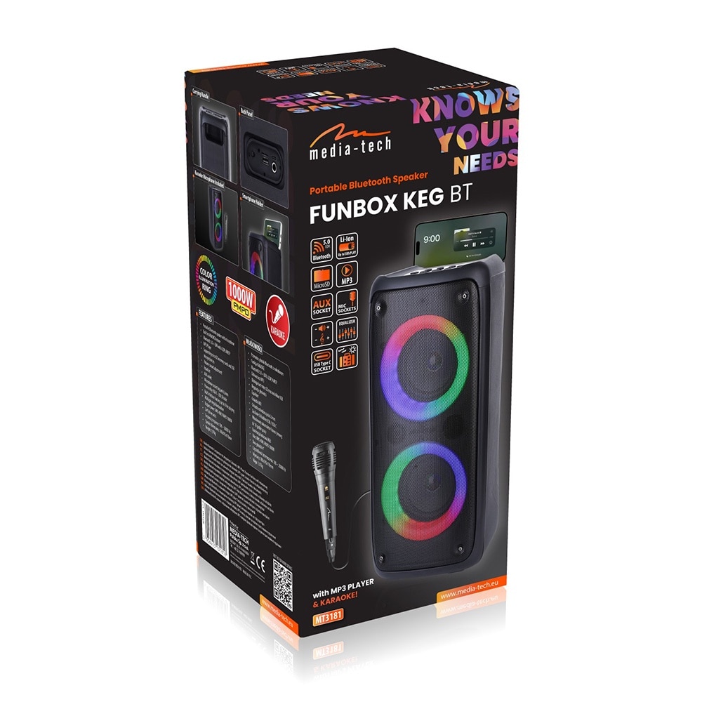 Boxa Portabila wireless pentru Karaoke, Media-Tech FUNBOX MT3181