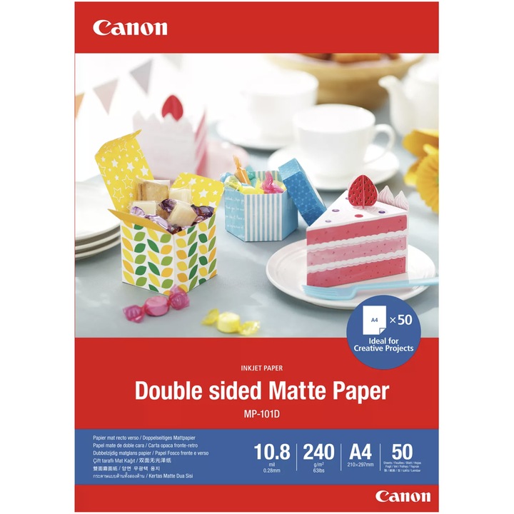 Hartie Double sided Matte Paper Arts & Crafts Scrapbook MP-101D, A4, 240 g/m², 50 coli compatibil Canon PIXMA