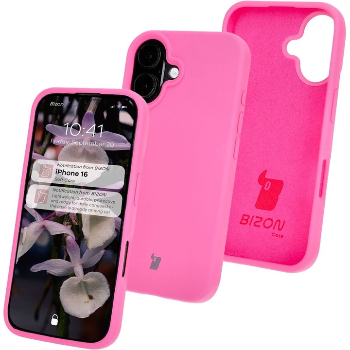 Husa Bizon Soft Case pentru iPhone 16, fuchsia