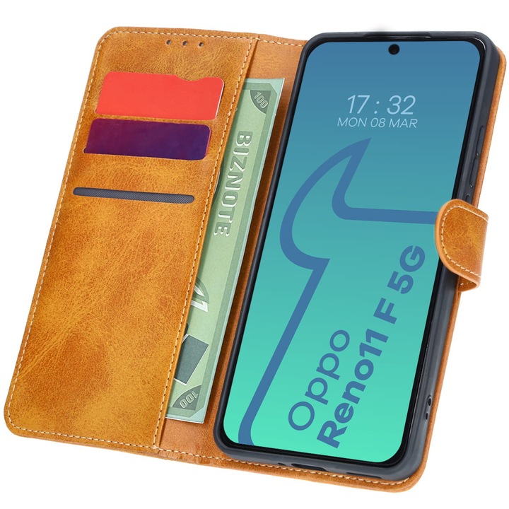 Кейс Bizon Pocket за Oppo Reno11 F 5G, кафяв