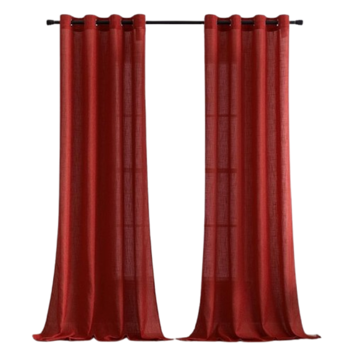 Függöny fémgyűrűkkel, MIULEE, félig átlátszó, vászonnal és poliészterrel, tökéletes ablakokhoz és ajtókhoz Hálószoba/nappali, 140 x 225 cm, 2 darabos készlet, Piros