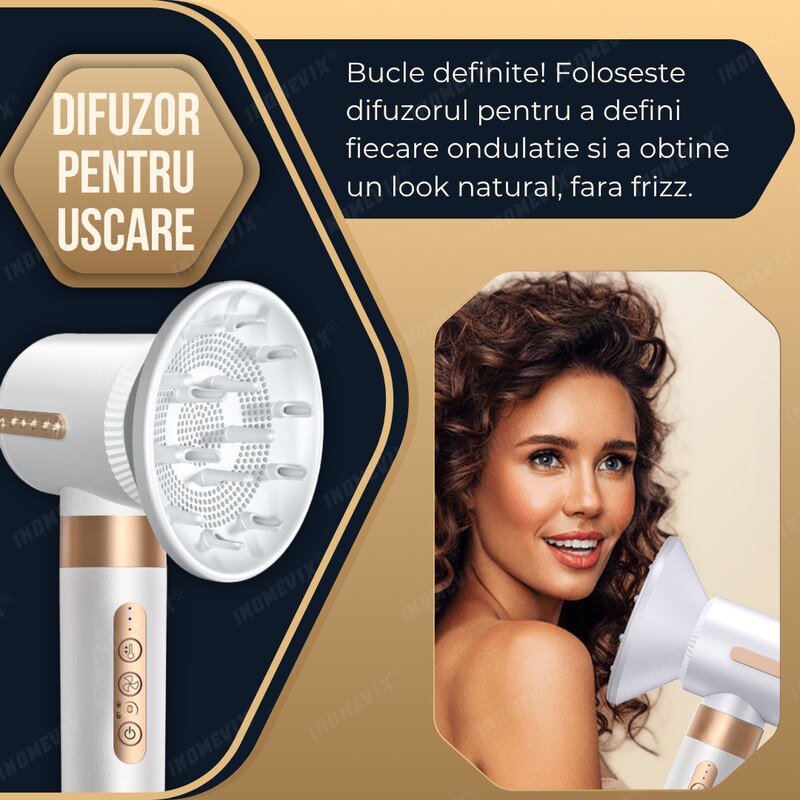 Set coafare profesional 7 in 1 INOMEVIX®, 1400W, flux de aer de