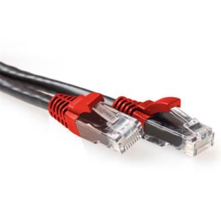 ACT CAT6A U-UTP Patch Cable 0,5m Black, 225690, Hálózati kábelek