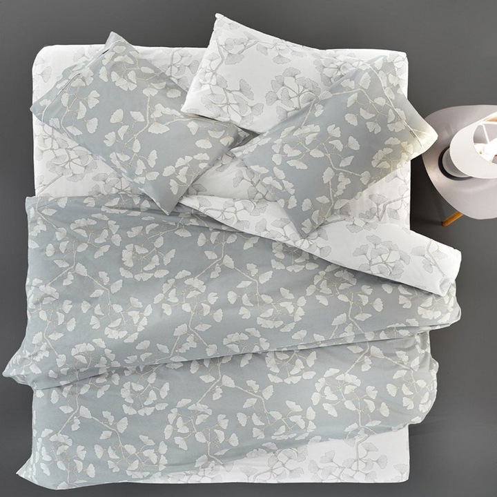 Lenjerie de pat Guy Laroche Lavinia, set 3 piese, 100% bumbac, 165x265cm, ciment