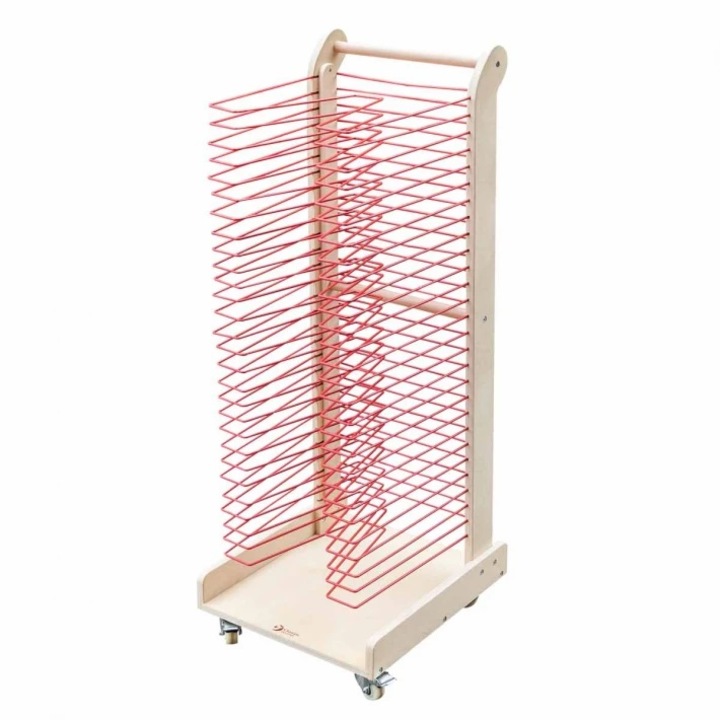 Дървен подвижен стелаж Classic World, за съхранение и съхнене на 30 рисунки, за детски център, детски градини