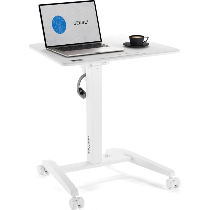 Мобилно бюро Sense7, 70x52cm, 76-111cm, на колелца, бял