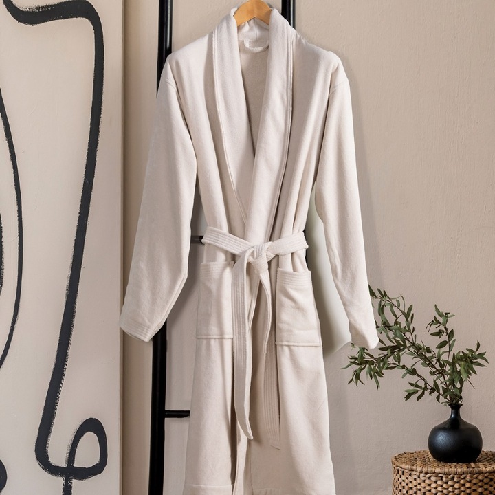 Halat de baie unisex, Nef-Nef Homeware, Bumbac, Crem