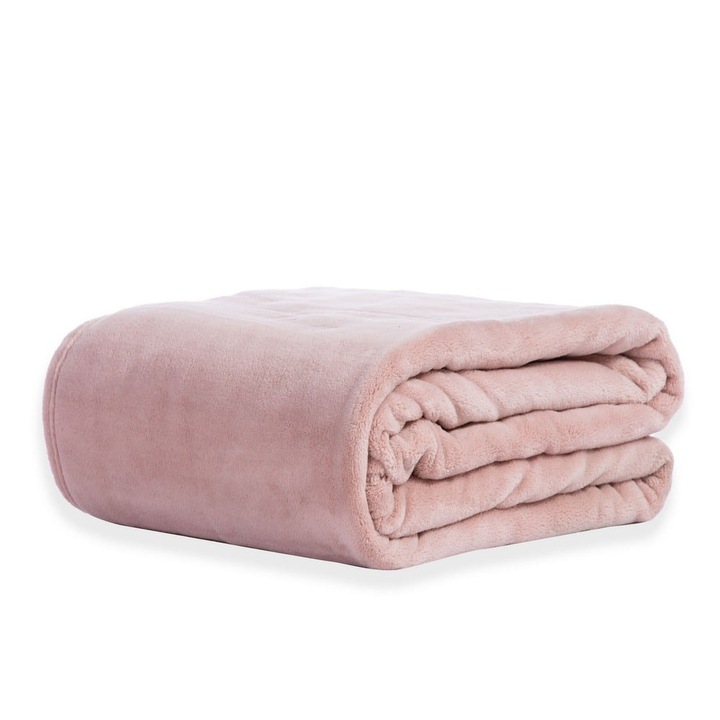 Patura Fleece Cosy Nef Nef, roz, 160x220cm, 220x240cm, set disponibil