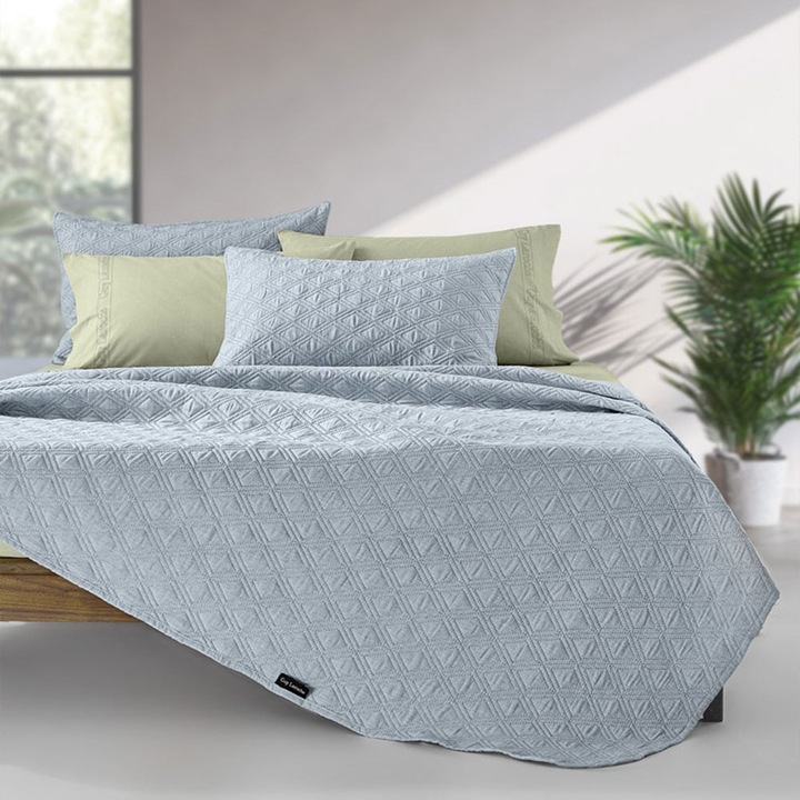 Set lenjerie de pat Tempest, Guy Laroche, 100% microfibra, 180x220cm si 220x240cm, albastru