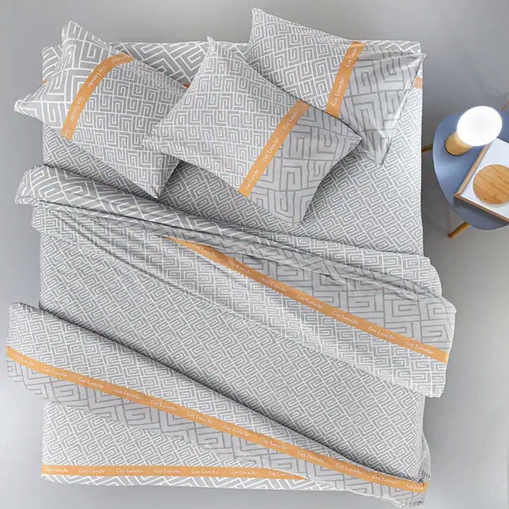 Lenjerie de pat Occio (set 3 piese) gri, 100% bumbac percale, dimensiuni: 165x265cm, 240x265cm, 270x265cm