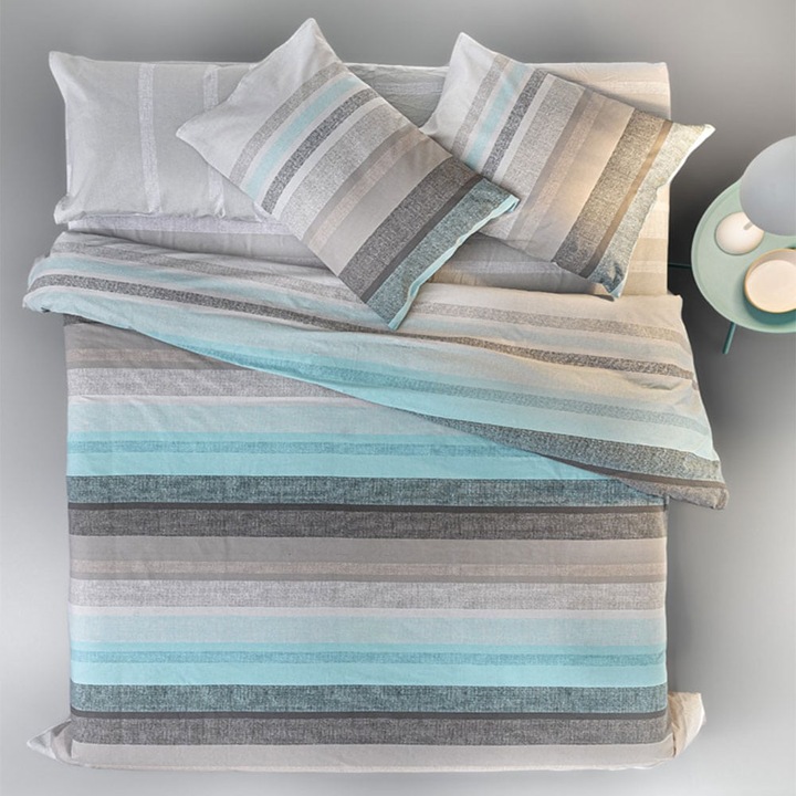 Lenjerie de pat Fuzzy, Guy Laroche, set 3 piese, bumbac percale, multicolor, 165x265cm, 240x265cm, 270x265cm