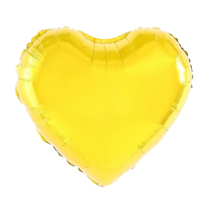 Балон от Метализирано Фолио, Leski, Фигурка Сърце, Изчистен Модел, Тематика Любов, 40 см, Индивидуална Опаковка, Включена Сламка, Надуване с Въздух или Хелий, Златист