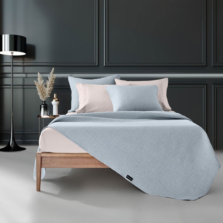 Set lenjerie de pat Idol, Guy Laroche, 100% microfibra, albastru, 160x220cm si 45x45cm, 220x240cm si 50x50cm