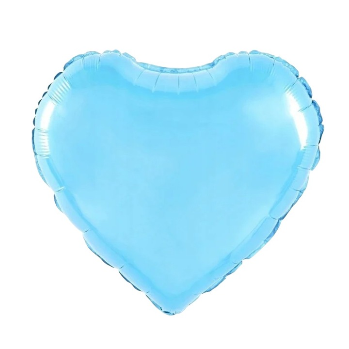 Балон от метално фолио, Flippy, във формата на сърце, опростен модел, любовна тема, 40 см, индивидуална опаковка, включена сламка, надуване с въздух или хелий, син