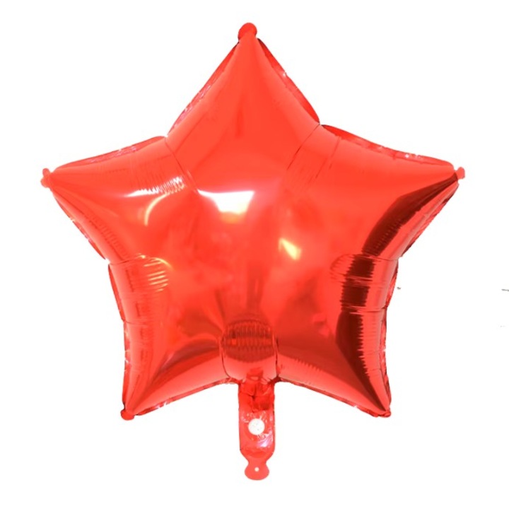 Balon din Pelicula protectie Metalizata, Southern Sky, Figurina Stea, Model Simplu, Tematica Aniversare, 40 cm, Ambalaj Individual, Pai Inclus, Umflare cu Aer sau Heliu, Rosu
