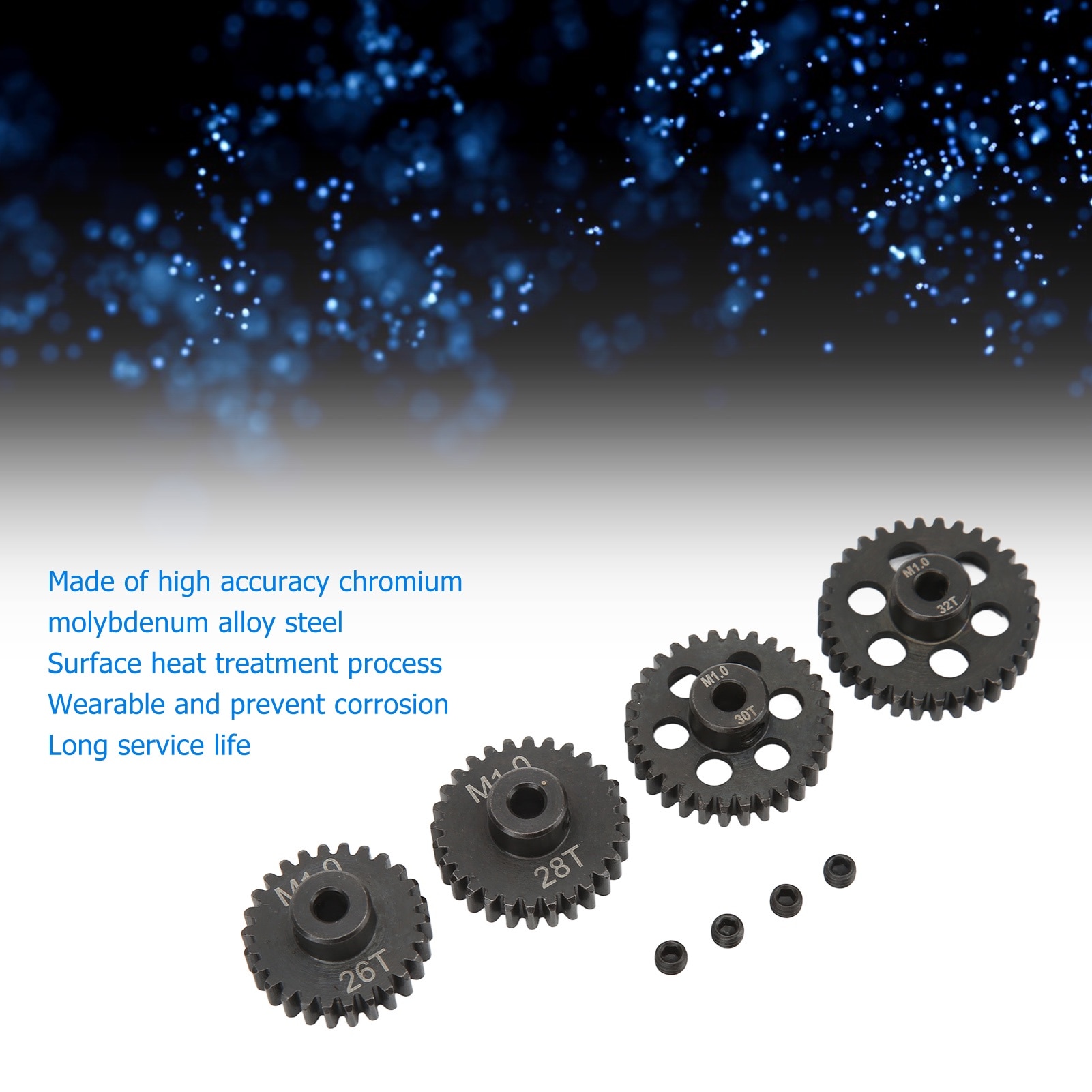 Set pinioane metalice RC 26T 28T 30T 32T, Mmgoqqt, 5mm, negru