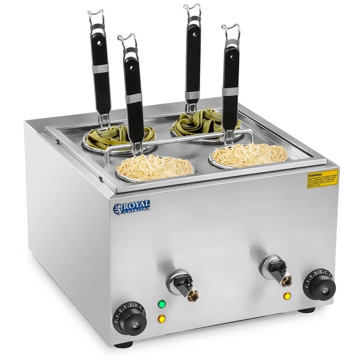 Aparat de gatit paste Royal Catering, 4 cosuri, 4 litri, electric, otel inoxidabil, 53x42.2x30cm