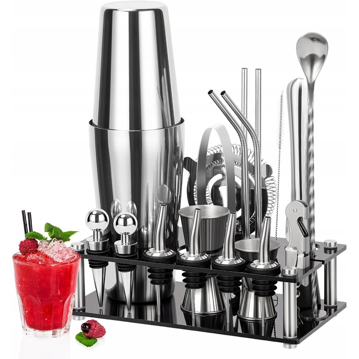 Бармански комплект 20 елемента, Luka, неръждаема стомана, бостънски шейкър, киселиноустойчив, може да се пере в пералня