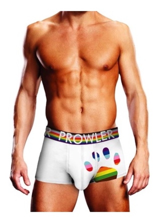 Boxeri pentru barbati Prowler PAW TRUNK, imprimeu labe, culori steag Progress Pride, material prietenos cu pielea, L INTL