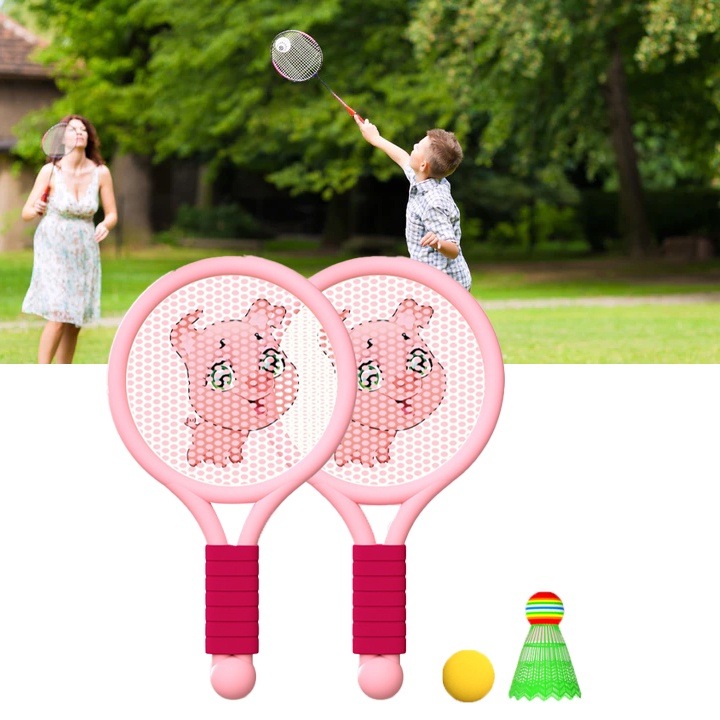 Детска ракета за бадминтон, longziming, комплект играчки, пластмаса, лека, розова, 3-7 години