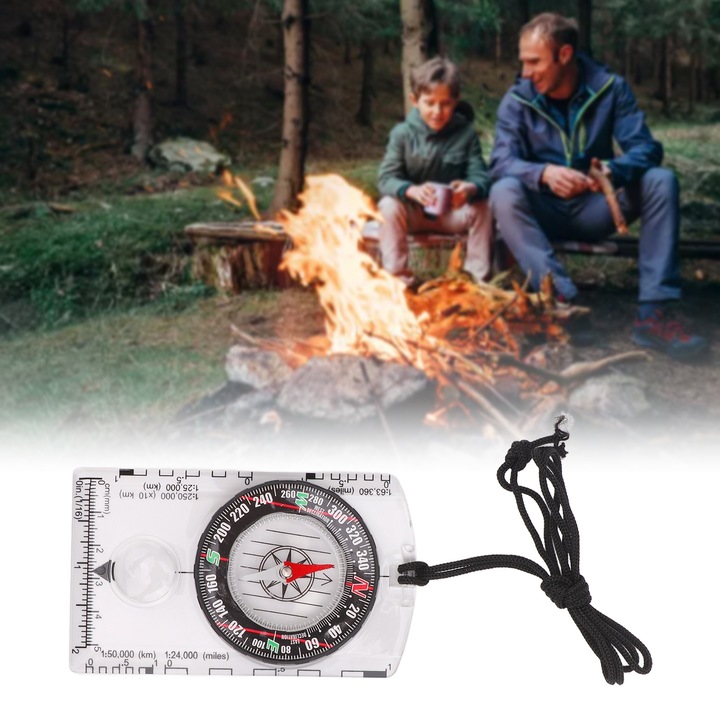 Компас за ориентация, longziming, мултифункционален, 360 градуса, акрил, 49g