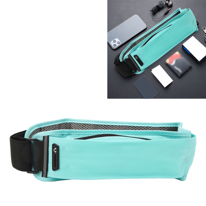 Sporttáska, hosszú cipzáras, állítható 60-85cm, több zsebes, égkék színű, férfi