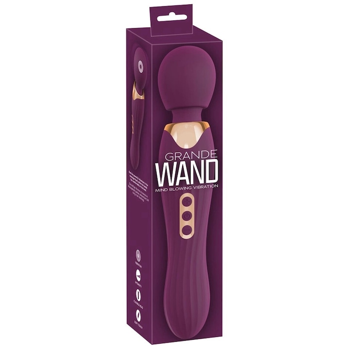 Grande Wand vibrátor pálca, You2Toys, 5 vibrációs mód, 7 intenzitás, lila, 29,3 cm