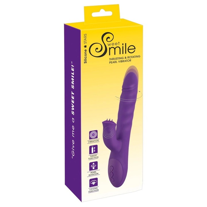 Krolik Sweet Smile vibrátor, erős forgás, 10 vibrációs mód, 24,7 cm, szilikon