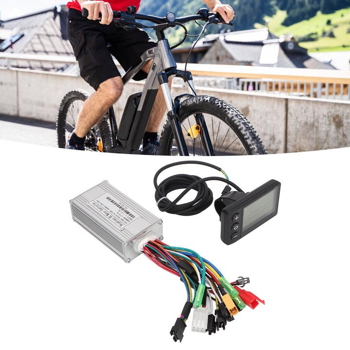 Комплект 17A контролер за синусоида с S866 панел, за електрически велосипед, 250W-350W, 24V-48V, алуминий, ABS