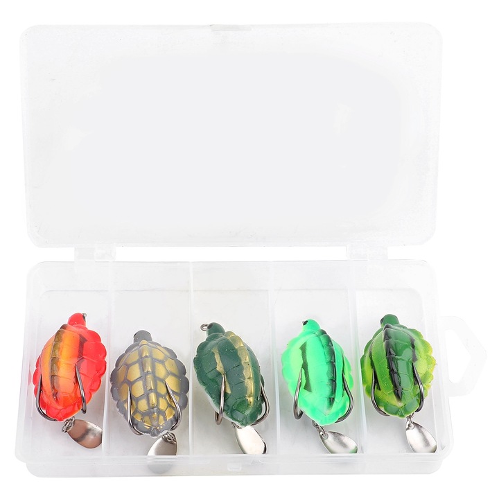 5 db teknősbéka horgászcsali készlet, Jormftte, 6x3.5cm, sós és édesvízhez