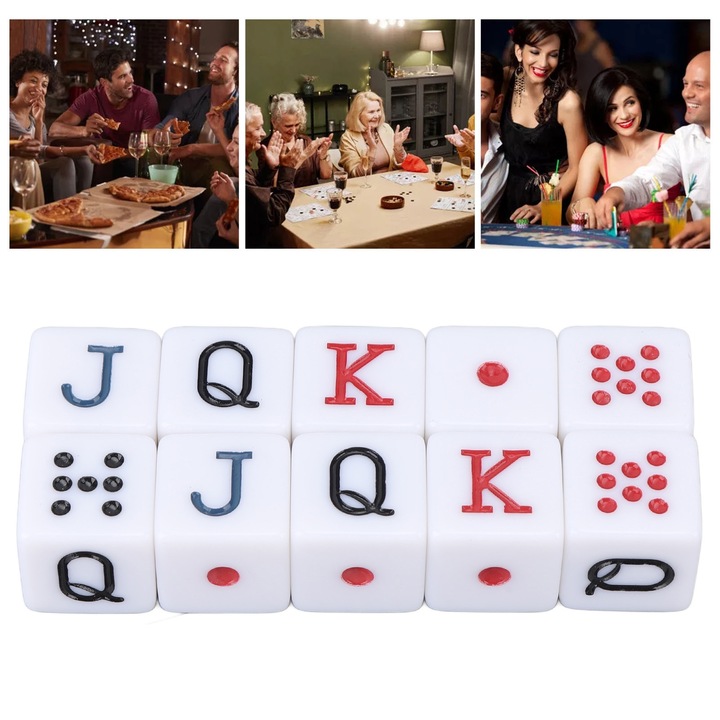 10 db-os 16 mm-es fehér műanyag társasjáték dobókocka készlet