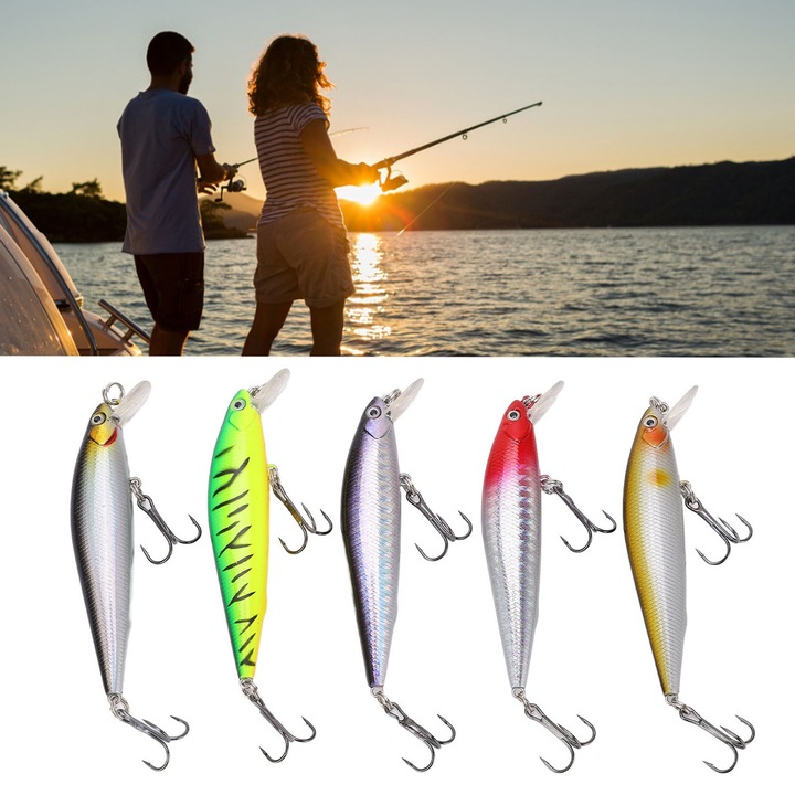 Jormftte műcsalikészlet, 5 db, műanyag, rozsdamentes acél, 56g, többszínű