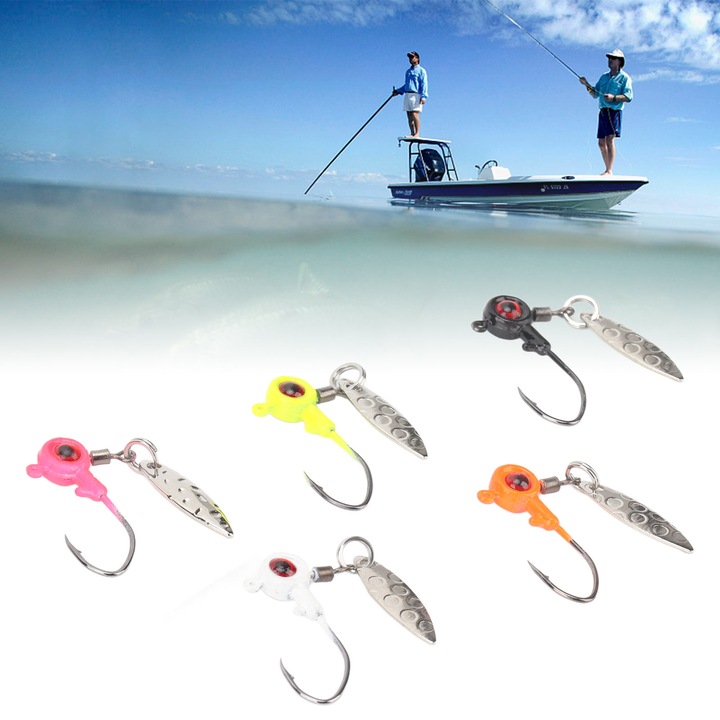 Jormftte műcsalik, 25 db-os készlet, szénacél, 0,47 hüvelyk, spinnerrel