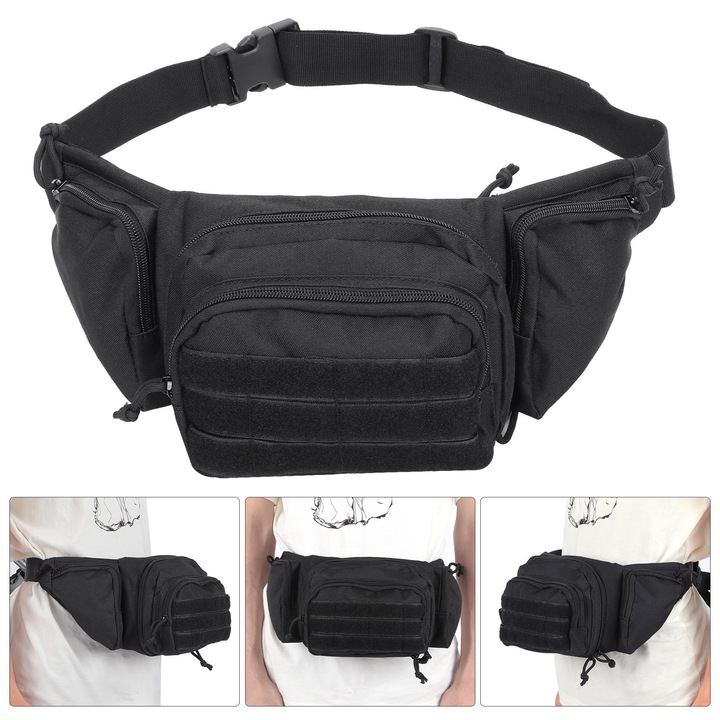 Jormftte sporttáska, 800D vízálló Oxford anyag, 5 zseb, fekete