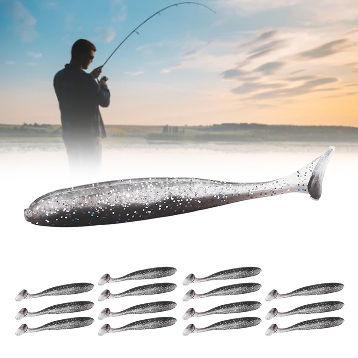 Jormftte műcsali, 15 db-os szett, szilikon, két színben, édesvízi és sós vízi horgászathoz, 36g