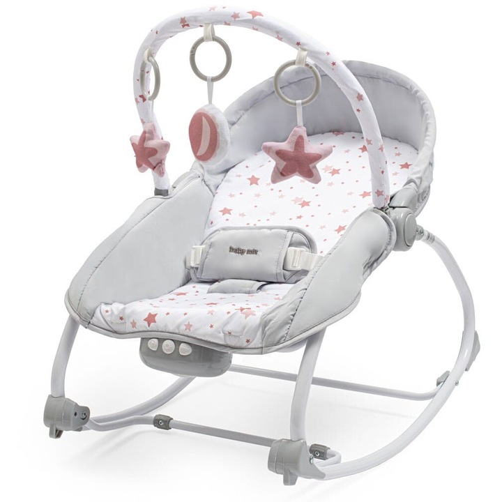 Люлка за бебета, Baby Mix, 80x40x70см, с музикален панел и играчки, розова