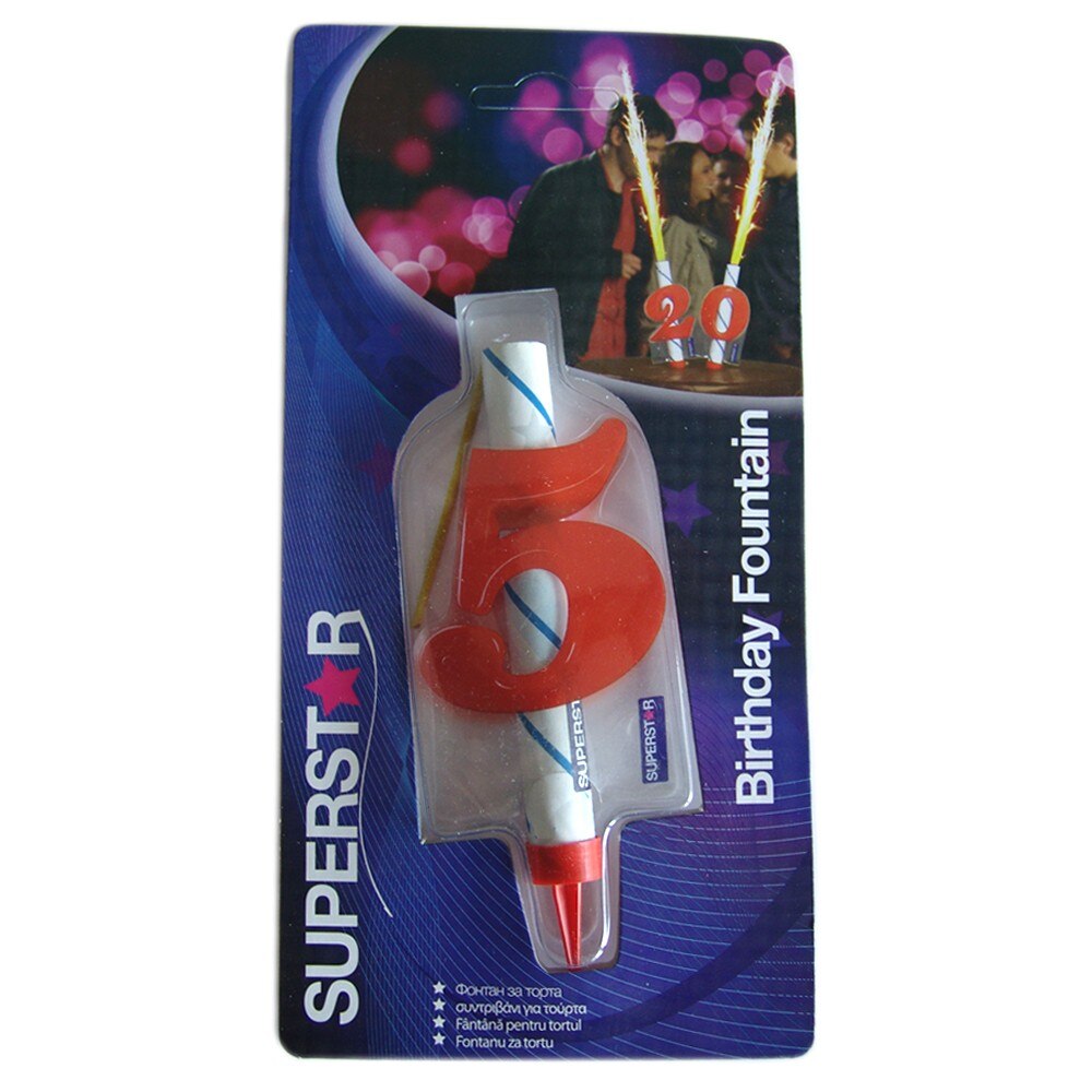 Artificii tort cu cifra 5, Superstars, 1 buc