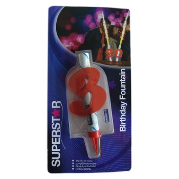 Artificii tort cu cifra 3, Superstars, 1 buc Artificii tort cu cifra 3, Superstars, 1 buc