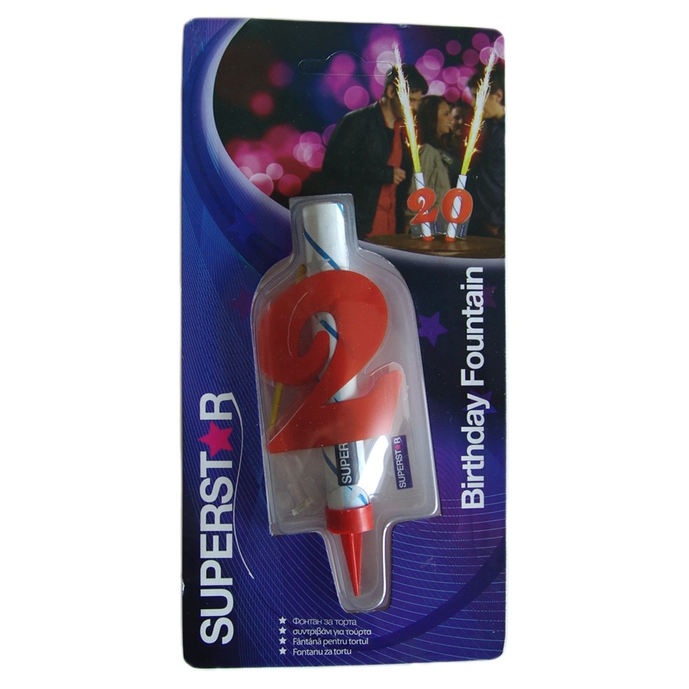 Artificii tort cu cifra 2, Superstars, 1 buc