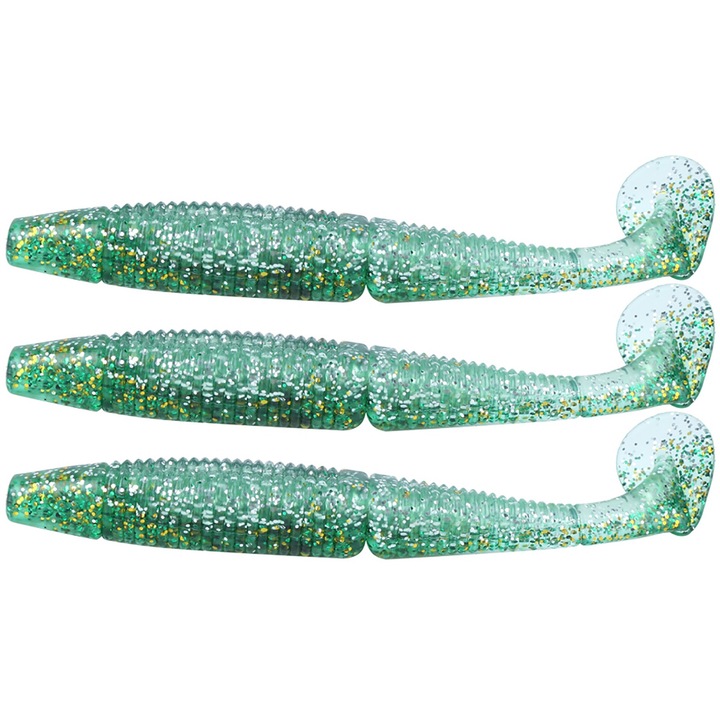 3 db-os műcsali készlet, Enforose, AR50, dupla T-farok, 120 mm, 10,5 g, zöld