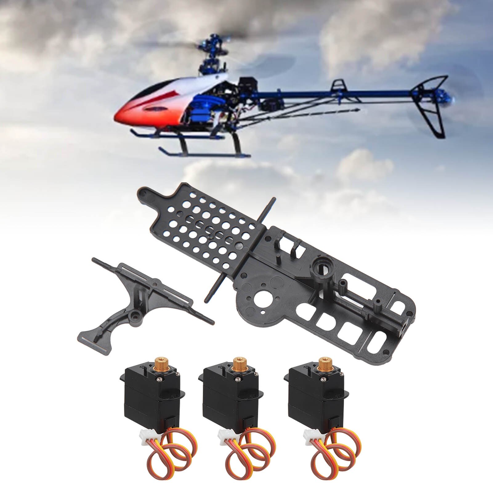 Set servo pentru elicopter RC, Mmgoqqt, plastic si otel, 30g