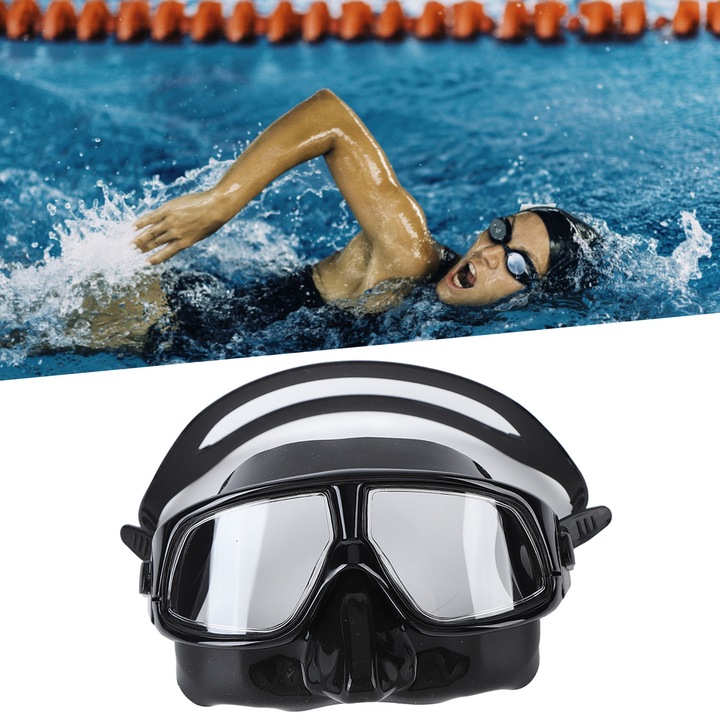Маска за плуване Mmgoqqt, против замъгляване, UV защита, черна, за мъже