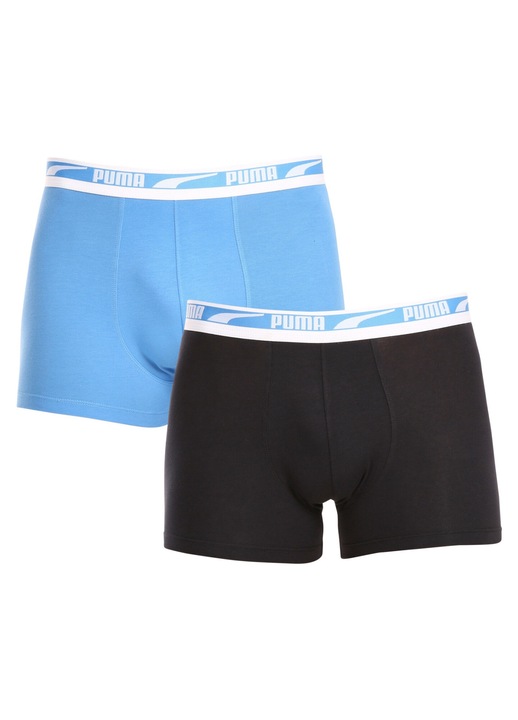 Set 2 perechi boxeri barbati 701221416 006, Puma, Bumbac/Elastan, Negru/Albastru, M INTL