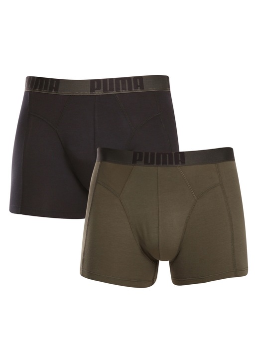 Set 2 perechi boxeri barbati 701223661 002, Puma, Bumbac/Elastan, Negru/Verde, M INTL