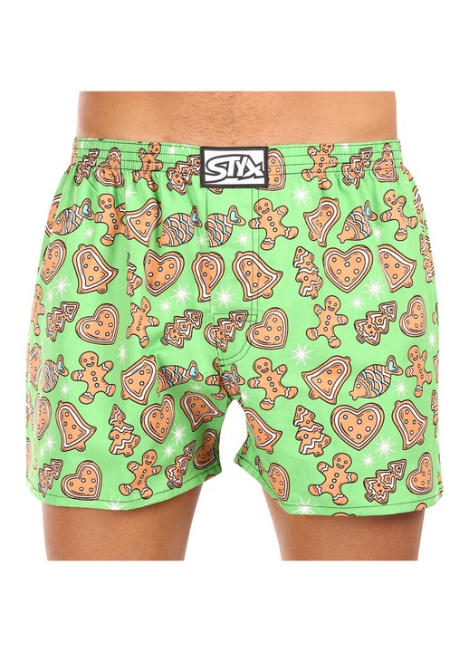 Pantaloni scurti barbati Styx, bumbac, cu logo, verde, 5XL INTL