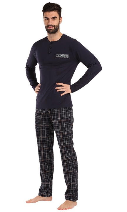 Pijamale barbati Nedeto din bumbac negru, Negru