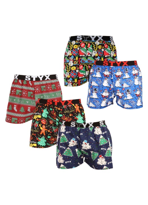 Set 5 perechi boxeri barbati 5B1280814, Styx, Bumbac, Multicolor